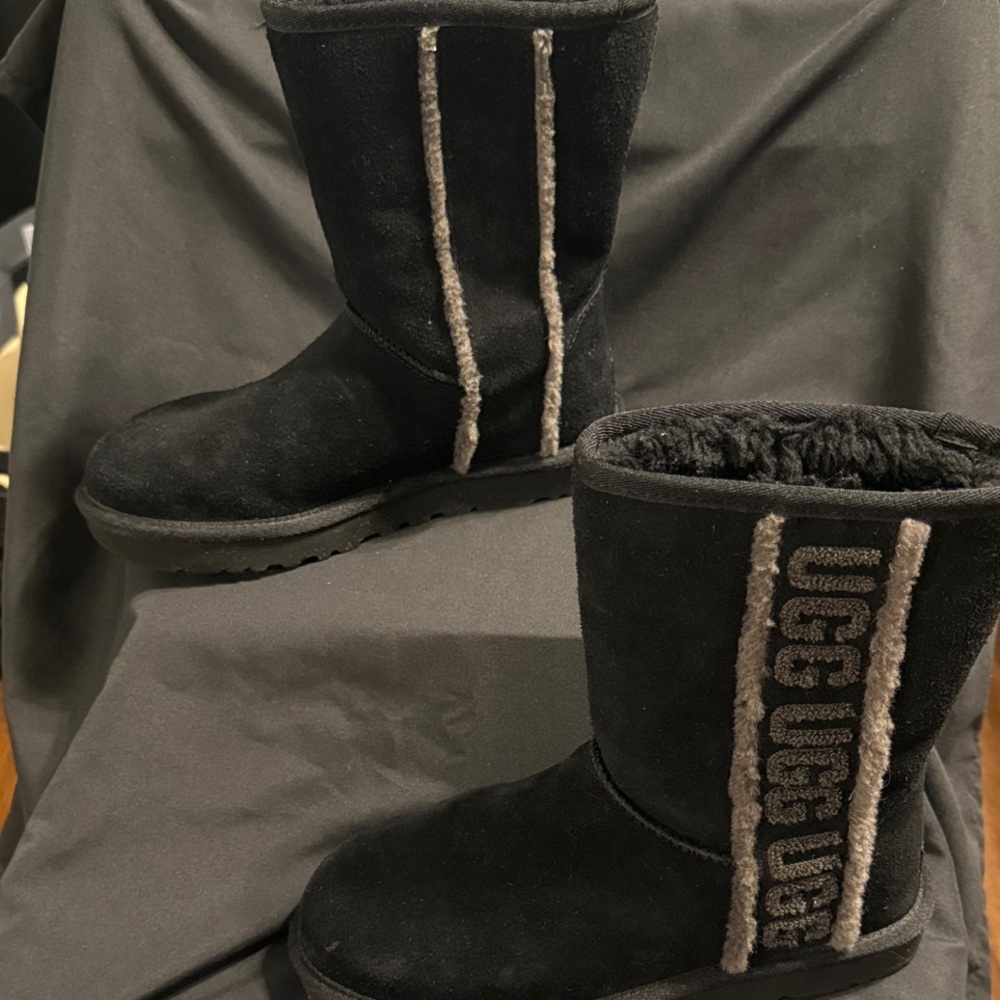 UGG Black and Gray Suede Boots